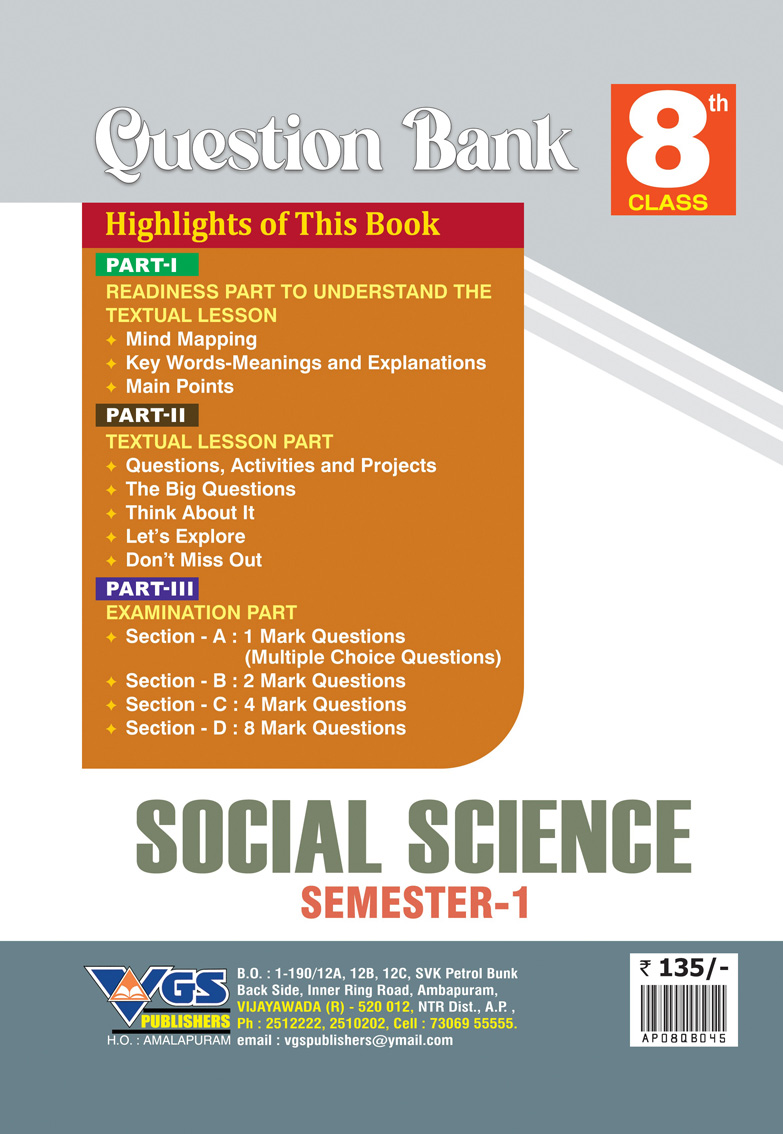 VGS AP 8th Class Social Science (Semester-I Question Bank - 2027 thumbnail