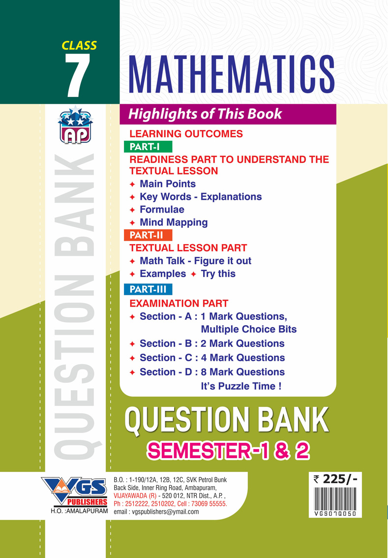 VGS AP Class 7 Mathematics Question Bank – Semester 1 & 2 - 2027 thumbnail