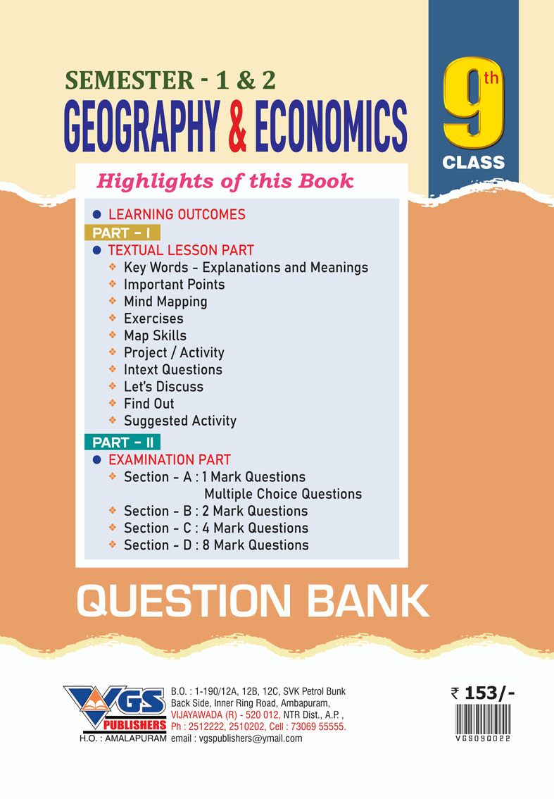 VGS AP 9th Class Geography & Economics (Semester - 1 & 2) Question Bank - 2027 thumbnail