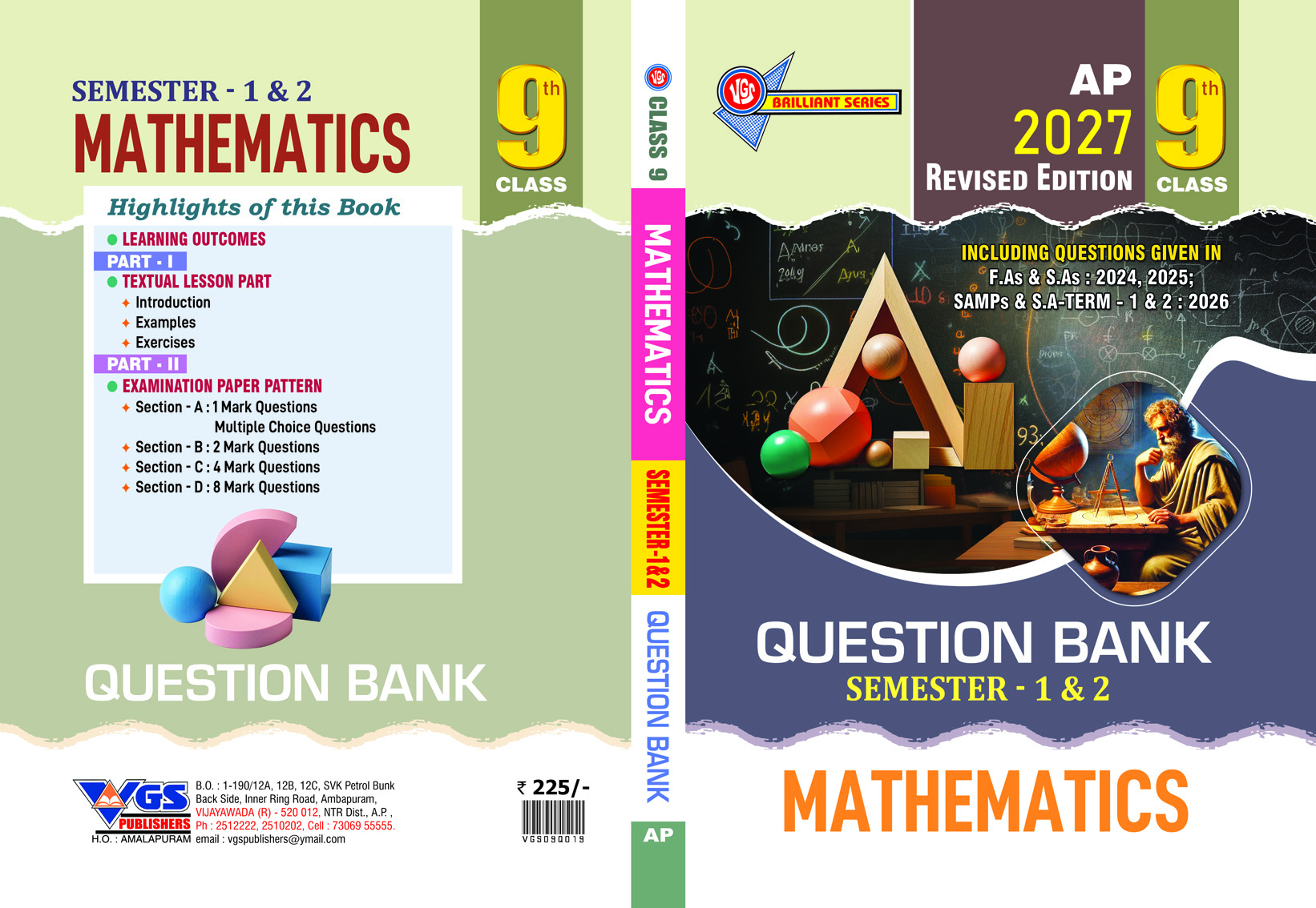 VGS AP 9th Mathematics Question Bank for (Semester 1 & 2) - 2027