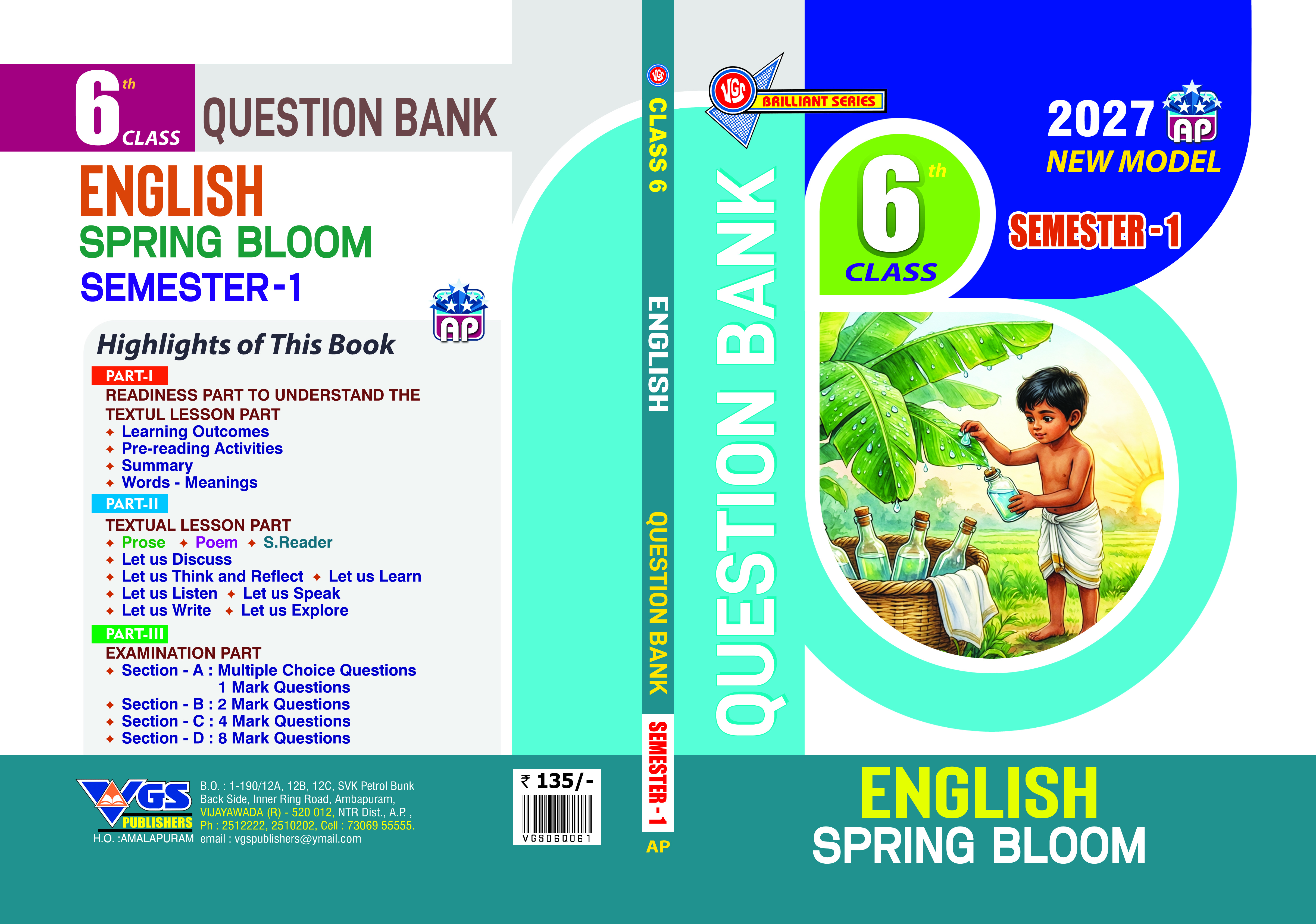 VGS AP 6th Class English - Spring Bloom (Semester-I) Question Bank - 2027