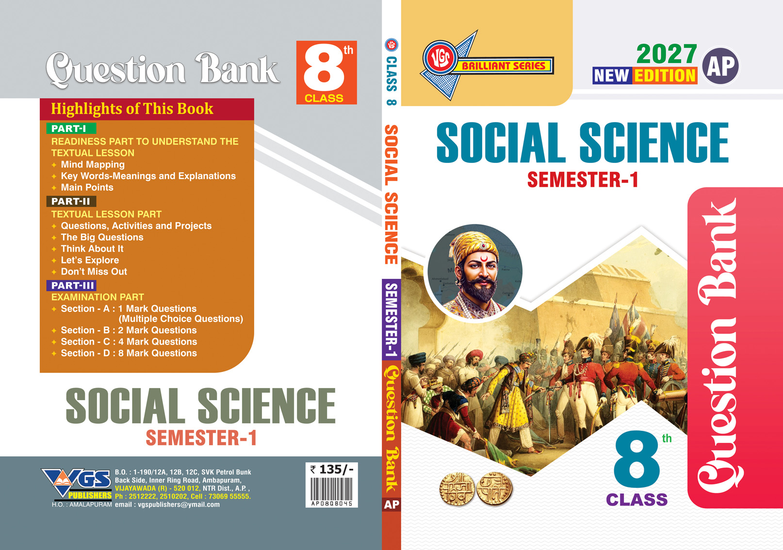 VGS AP 8th Class Social Science (Semester-I Question Bank - 2027