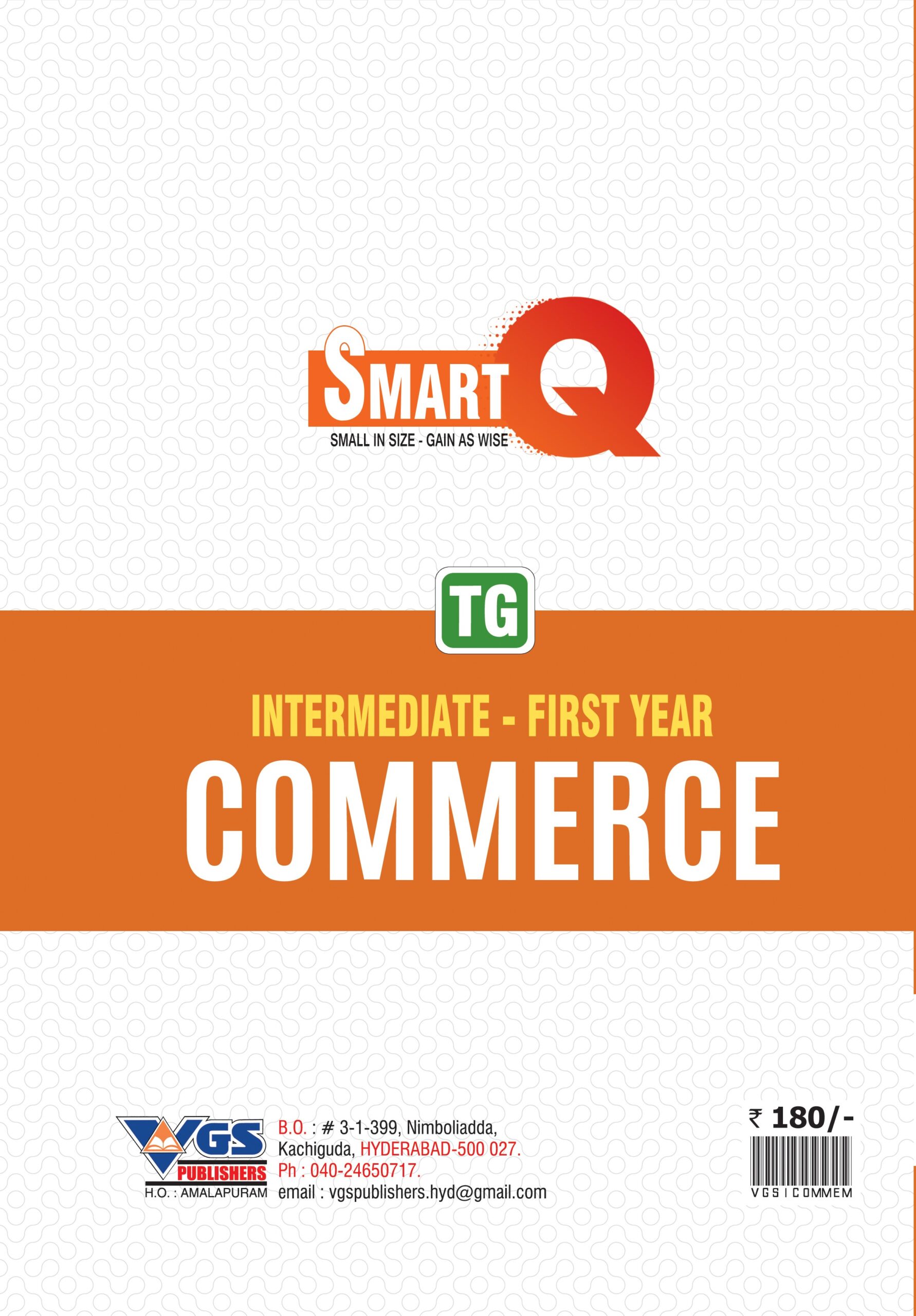 VGS SmartQ Series Commerce Question Bank Telangana Inter 1st Year 2027