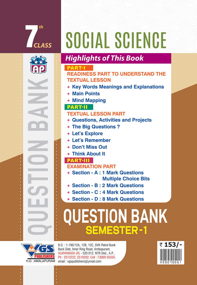 VGS AP 7th Class Social Science (Semester-I) Question Bank - 2027 thumbnail