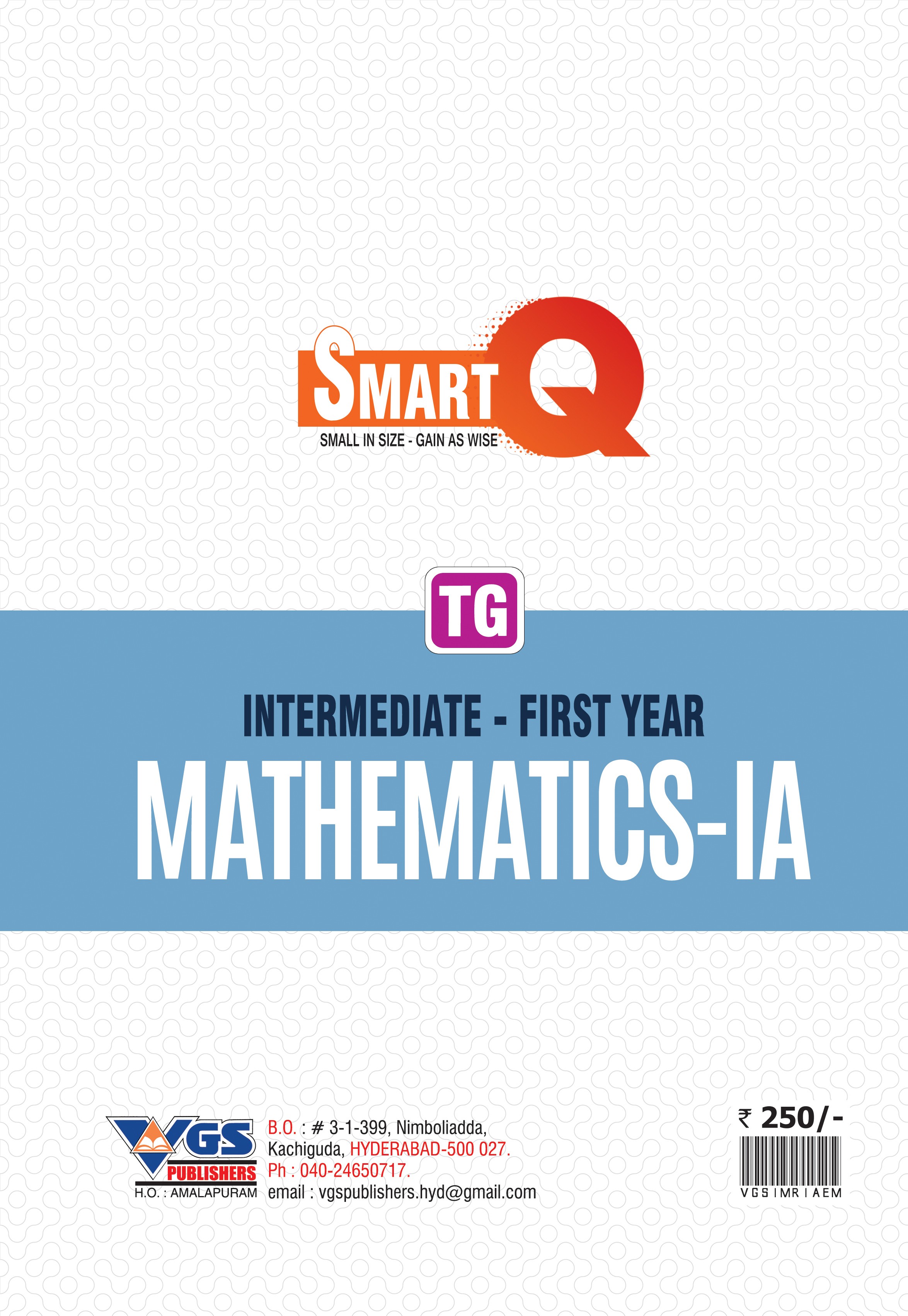 TG 1st Year Intermediate Maths 1A Question Bank VGS Smart Q Series - 2027 thumbnail