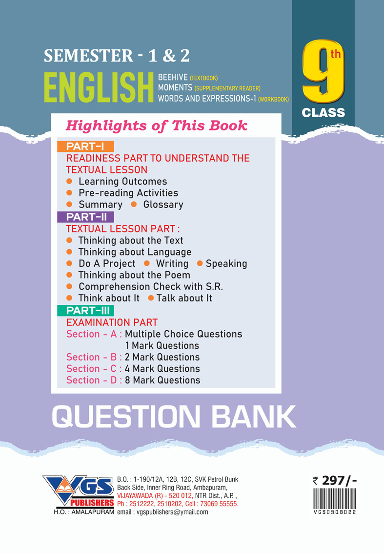 VGS AP Class 9 English Question Bank for Semester 1 & 2 - 2027 thumbnail